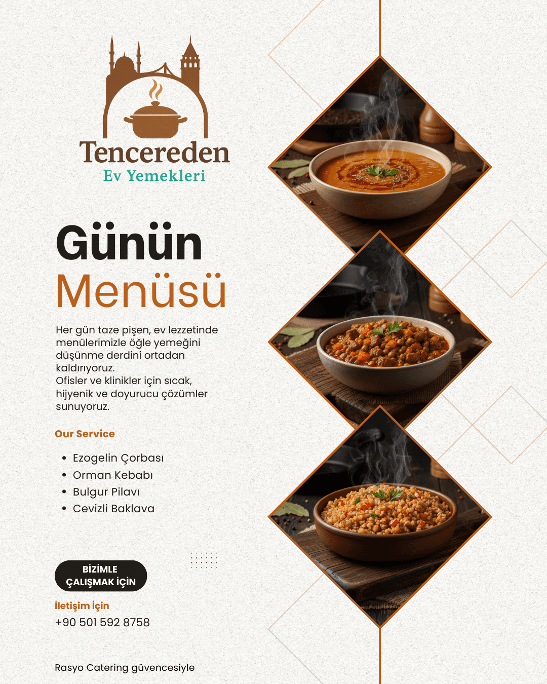 Ezogelin Çorbası, Orman Kebabı, Bulgur Pilavı