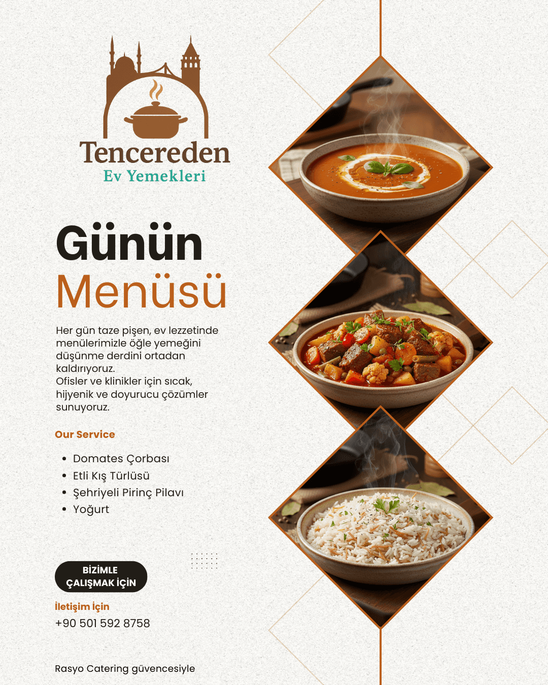 Domates Çorbası, Etli Kış Türlüsü, Şehriyeli Pilav